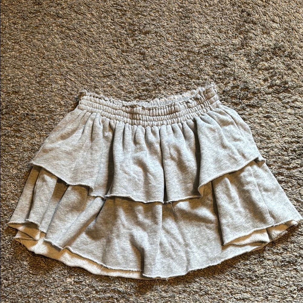 Aerie Gray Tiered Mini Skirt